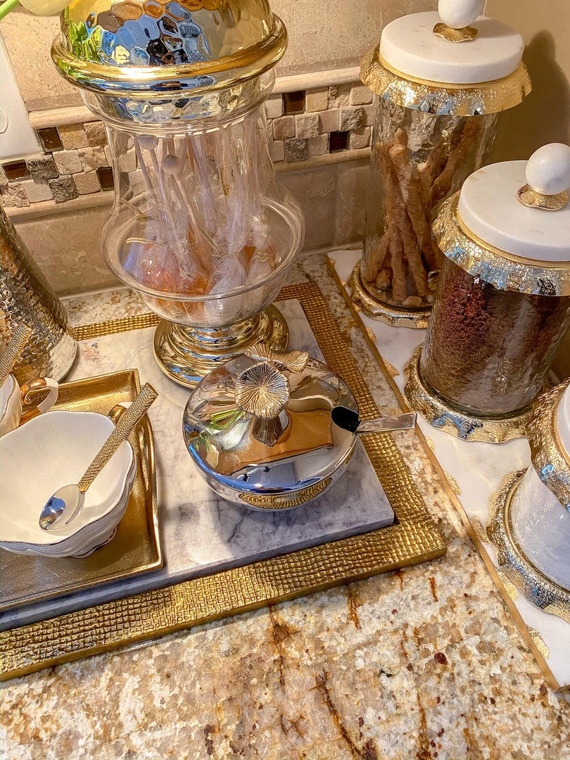 Inspire Me! Home Decor Bowl With Gold Floral Handle