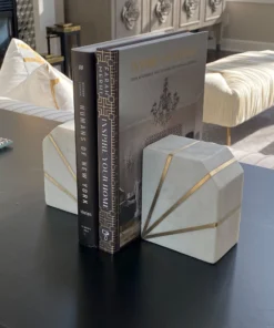 Inspire Me! Home Decor Marble Geometric Bookends