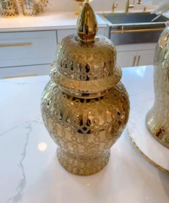 Inspire Me! Home Decor Large Gold Patterned Ginger Jar