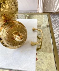 Inspire Me! Home Decor Marble Tray With Gold Branch Textured Handles