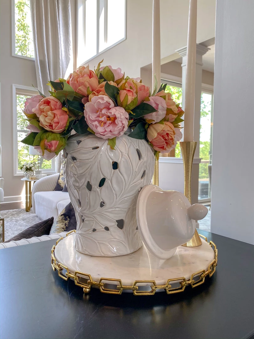 Inspire Me! Home Decor White Leaf Ginger Jar