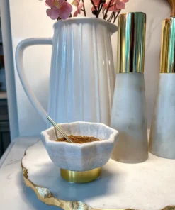 Inspire Me! Home Decor Lotus Shaped Marble Spice Dish W/ Spoon