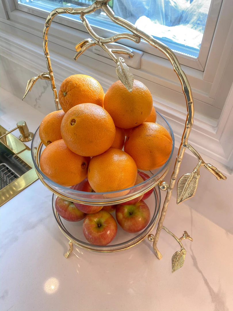 Inspire Me! Home Decor Two-Tiered Gold Leaf Serving Display