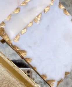 Inspire Me! Home Decor Marble Coasters W/ Gold Trim And Tray Set