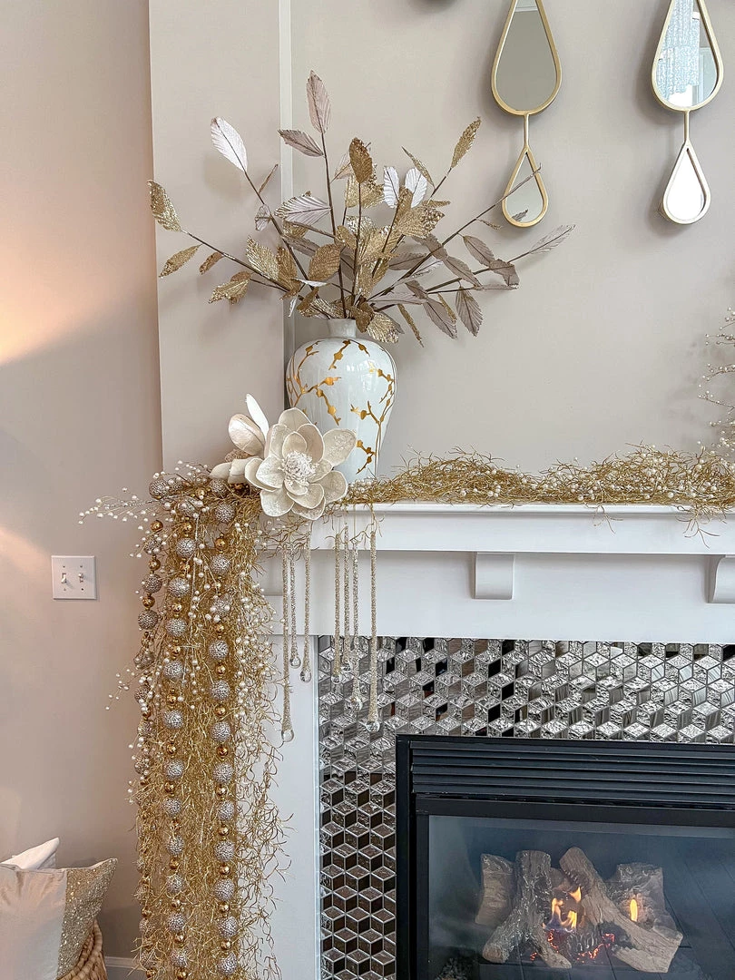 Inspire Me! Home Decor Floral Stems Large White Beaded Magnolia Stem