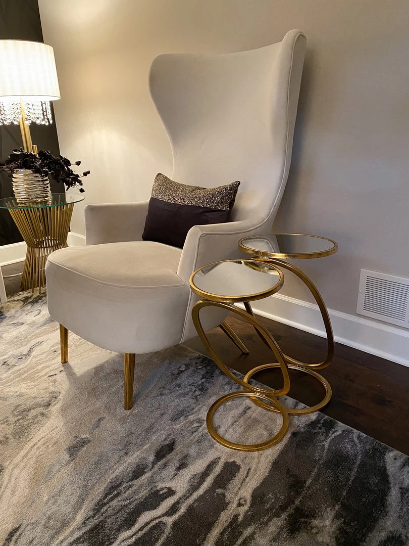 Inspire Me! Home Decor Round Open Mirror Tray Nesting Side Tables Set Of 2