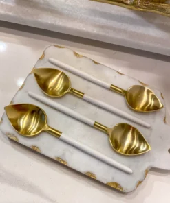 Inspire Me! Home Decor Gold Spoons With White Handle (Set Of 4)