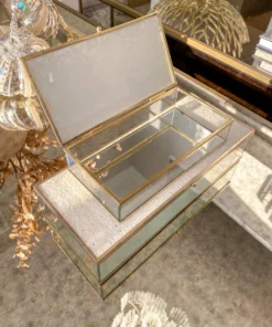 Inspire Me! Home Decor Glass Box Set With White Glitter Top (Set Of 2)