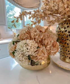 Inspire Me! Home Decor Beige Velvet And Silk Hydrangea Stem