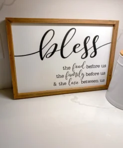 Inspire Me! Home Decor Bless The Food Wooden Sign WALL ART & MIRRORS