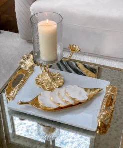 Inspire Me! Home Decor Marble Tray With Gold Lava Handles