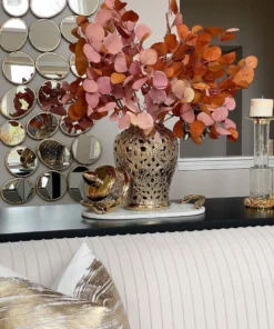 Inspire Me! Home Decor Floral Stems Beige Pink Flat Eucalyptus Stem