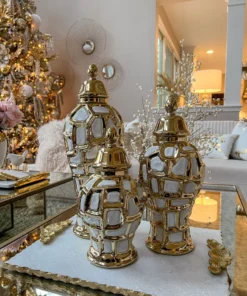 Inspire Me! Home Decor Gold & White Ginger Jar (3 Sizes)