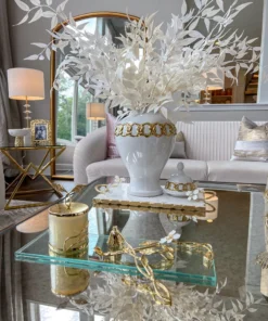 Inspire Me! Home Decor White Ceramic Ginger Jar With Stunning Gold Chain Details (3 Sizes)