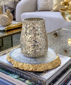 Inspire Me! Home Decor Metallic Gold Edge Agate Trivet