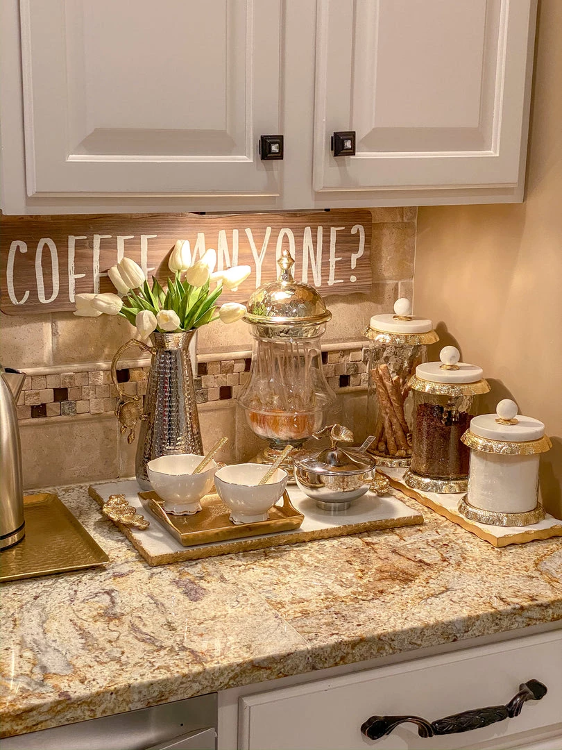 Inspire Me! Home Decor Bowl With Gold Floral Handle