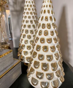 Inspire Me! Home Decor Ceramic Gold And White Pine Tree (2 Sizes)