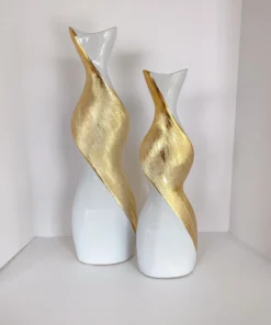 Inspire Me! Home Decor Gold And White Twisted Vase (2 Sizes)