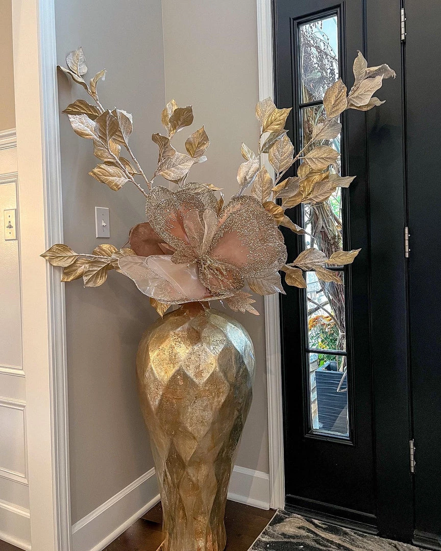 Inspire Me! Home Decor Extra Tall Gold Leaf Stem With Faux Snow