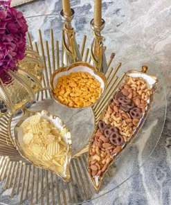 Inspire Me! Home Decor Porcelain Leaf Bowl With Gold Edge