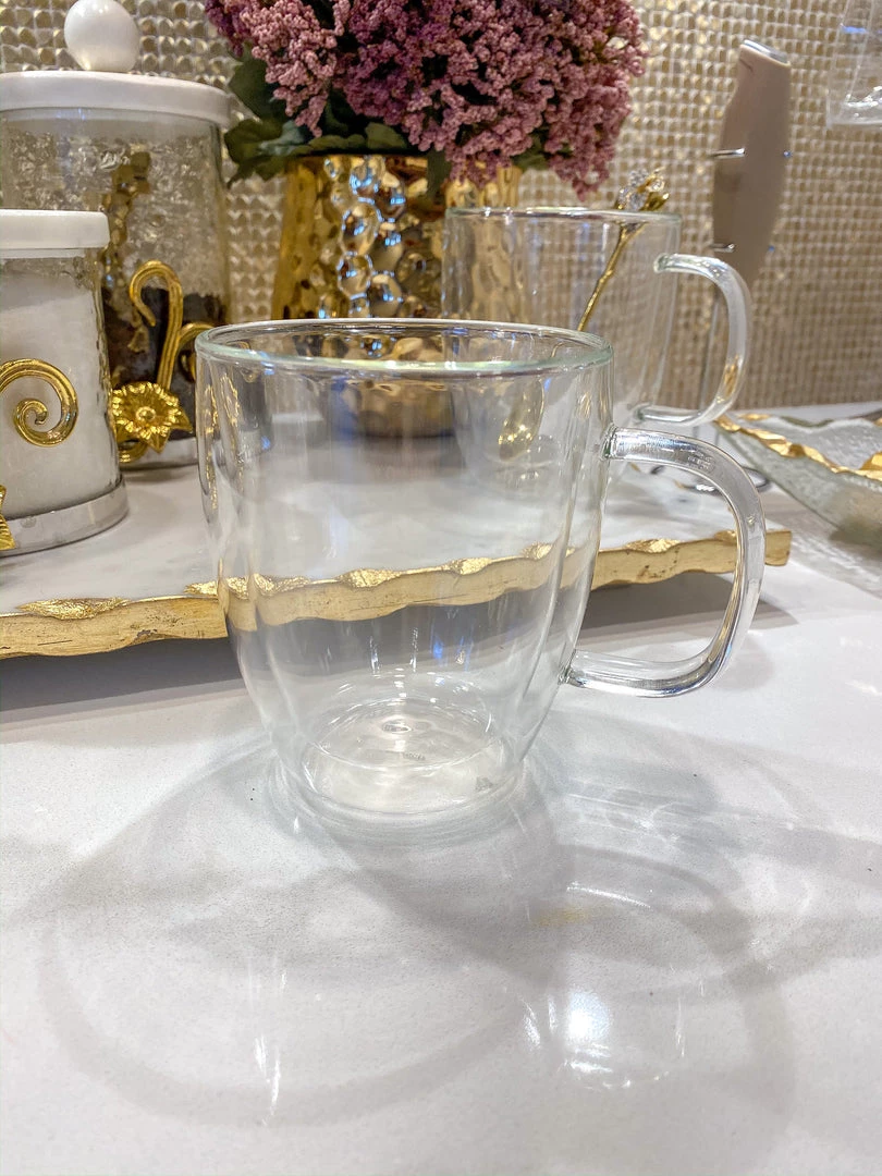 Inspire Me! Home Decor KITCHEN 16 Oz Double Wall Glass Coffee Mug With Handle