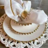 Inspire Me! Home Decor White And Gold Beaded Dinner Set