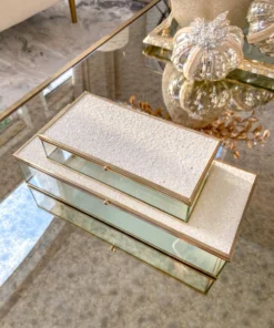 Inspire Me! Home Decor Glass Box Set With White Glitter Top (Set Of 2)