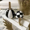 Inspire Me! Home Decor Mini Checkered Ceramic Pumpkin With Gold Stem