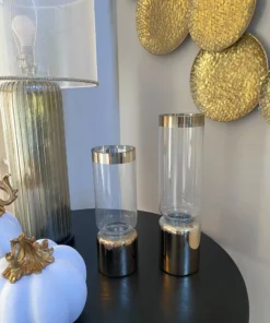 Inspire Me! Home Decor Glass Vase With Gold Rim And Base (2 Sizes)