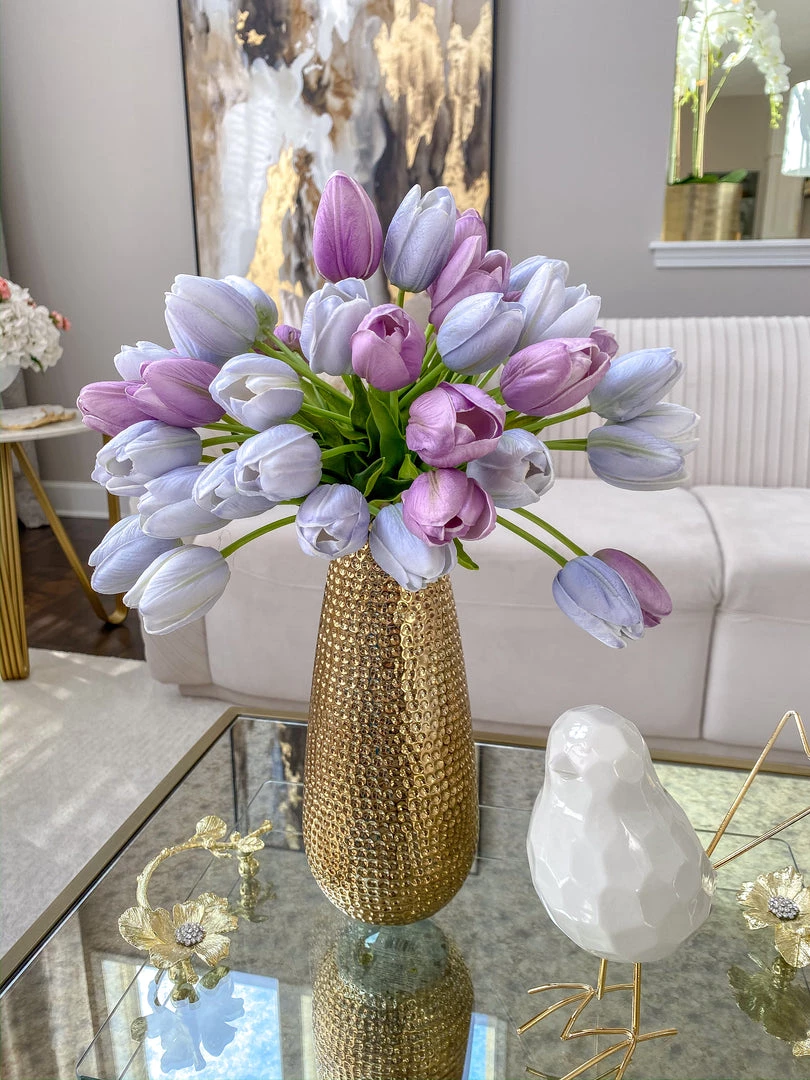 Inspire Me! Home Decor Real Touch Purple Tulip Bundle (3 Shades)
