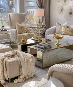 Inspire Me! Home Decor Gold Floral Bowl On Pedestal