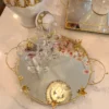 Inspire Me! Home Decor Round Mirrored Tray With Gold Flower Design
