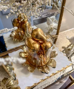 Inspire Me! Home Decor Gold Metallic Decorative Pears (Set Of 4)
