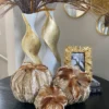 Inspire Me! Home Decor Beige Velvet Feather Pumpkins (3 Sizes) SEASONAL