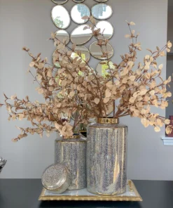 Inspire Me! Home Decor Jars White And Gold Elegant Jar With Lid (2 Sizes)