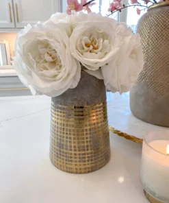Inspire Me! Home Decor Grey Tapered Vase W/ Gold Design