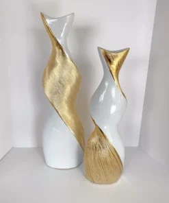 Inspire Me! Home Decor Gold And White Twisted Vase (2 Sizes)