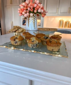 Inspire Me! Home Decor Glass Tray With Hammered Gold Edge