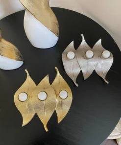 Inspire Me! Home Decor Silver Triple Leaf Tea Light Holder