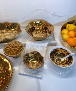 Inspire Me! Home Decor Gold Wavy Beaded Bowls (2 Sizes)