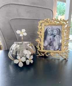 Inspire Me! Home Decor Round Dish With Cover And White Jeweled Flower Details (2 Colors)