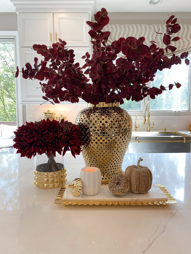 Inspire Me! Home Decor Long Marble Tray With Metal Ripple Edge (2 Colors)