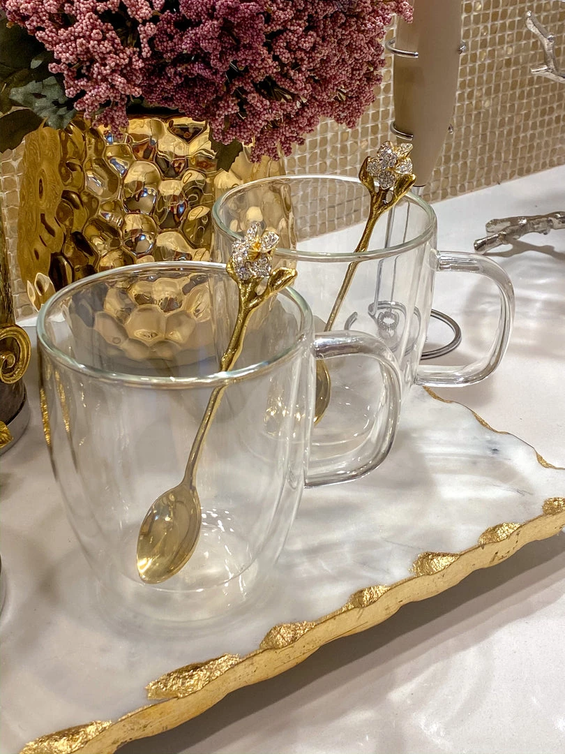 Inspire Me! Home Decor KITCHEN 16 Oz Double Wall Glass Coffee Mug With Handle