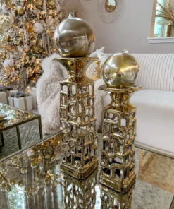 Inspire Me! Home Decor Gold Candle Holder With Dimensional Cut Out Design (2 Sizes)
