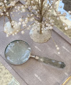 Inspire Me! Home Decor Large Silver Magnifying Glass With Textured Glass Handle