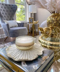 Inspire Me! Home Decor White Organic Lotus With Gold Edge