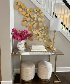 Inspire Me! Home Decor White And Gold Textured Ceramic Vase