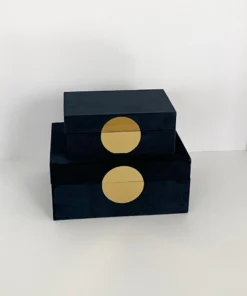 Inspire Me! Home Decor Set Of 2 Velvet Black Boxes With Gold Circle