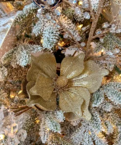 Inspire Me! Home Decor Gold Glittered Magnolia Stem