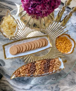 Inspire Me! Home Decor Porcelain Leaf Bowl With Gold Edge